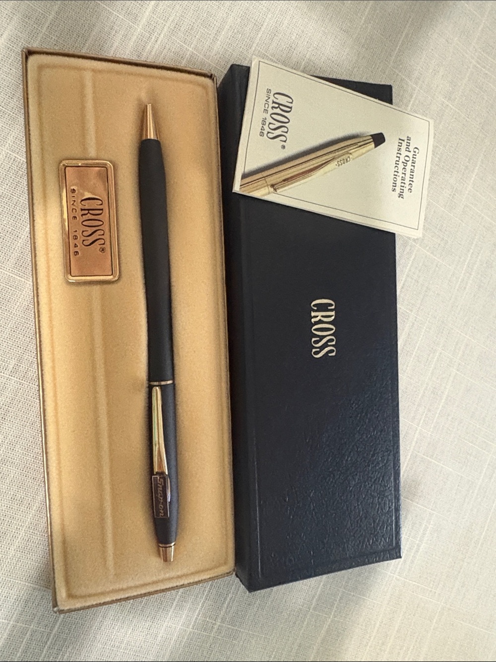 Cross Classic Black & Gold Snap On Ballpoint Pen in Original Box